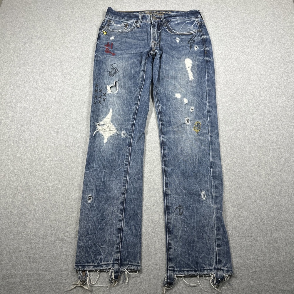 American Eagle Outfitters Distressed Graffiti Skinny Jeans Men's 28x30(29x30)